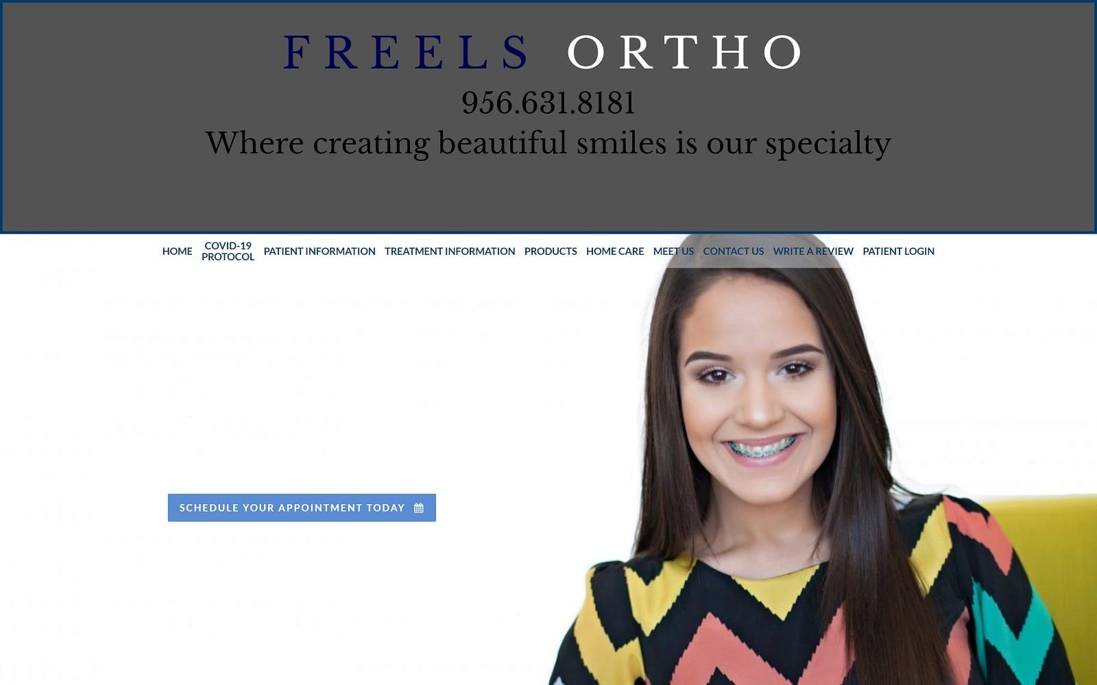 The screenshot of freels orthodontics freelsorthodontics. Com website
