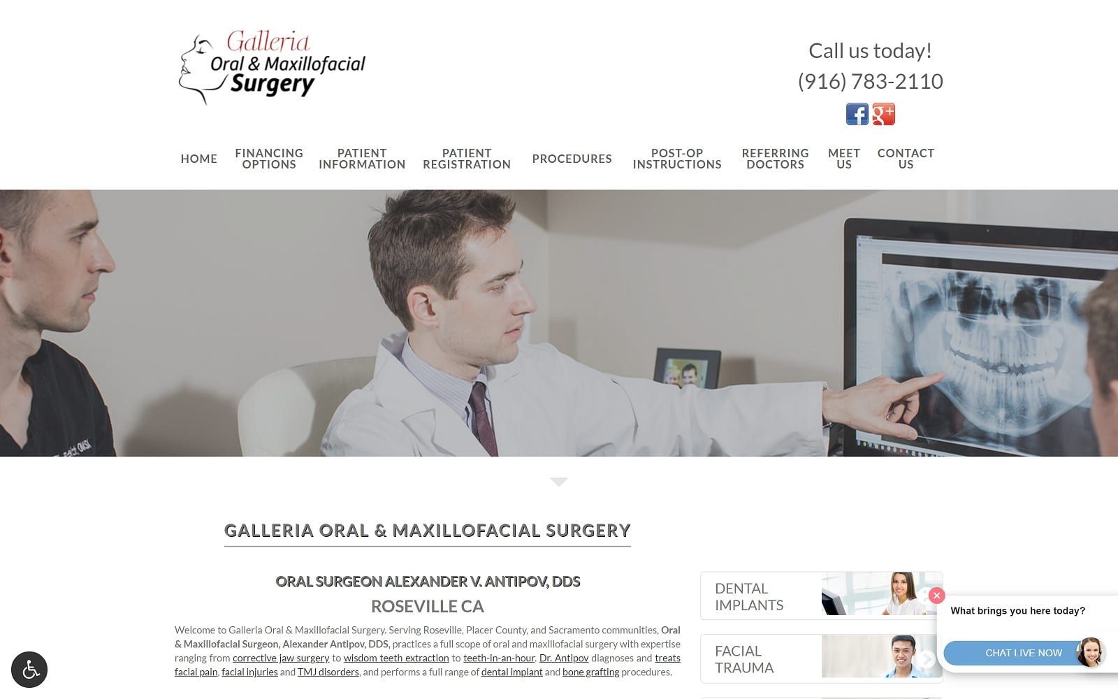 The screenshot of galleria oral and maxillofacial surgery galleriaoms. Com dr. Alexander antipov website