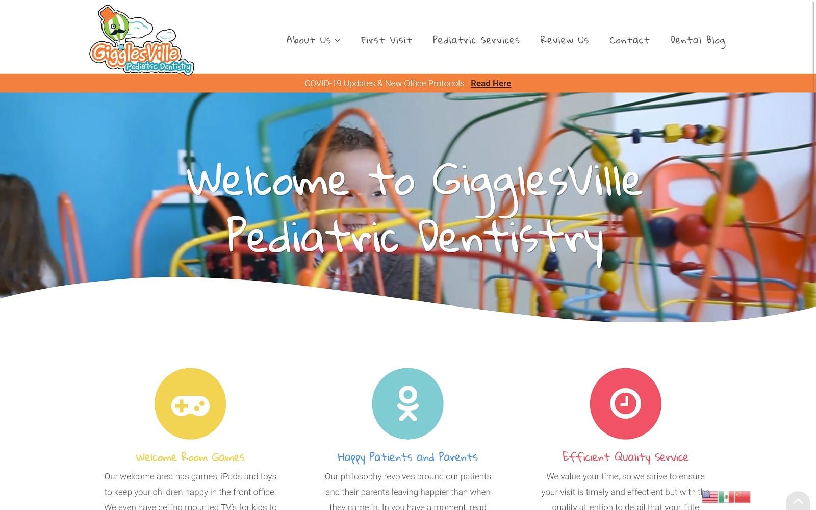 The screenshot of gigglesville pediatric dentistry gigglesvilledentistry. Com website