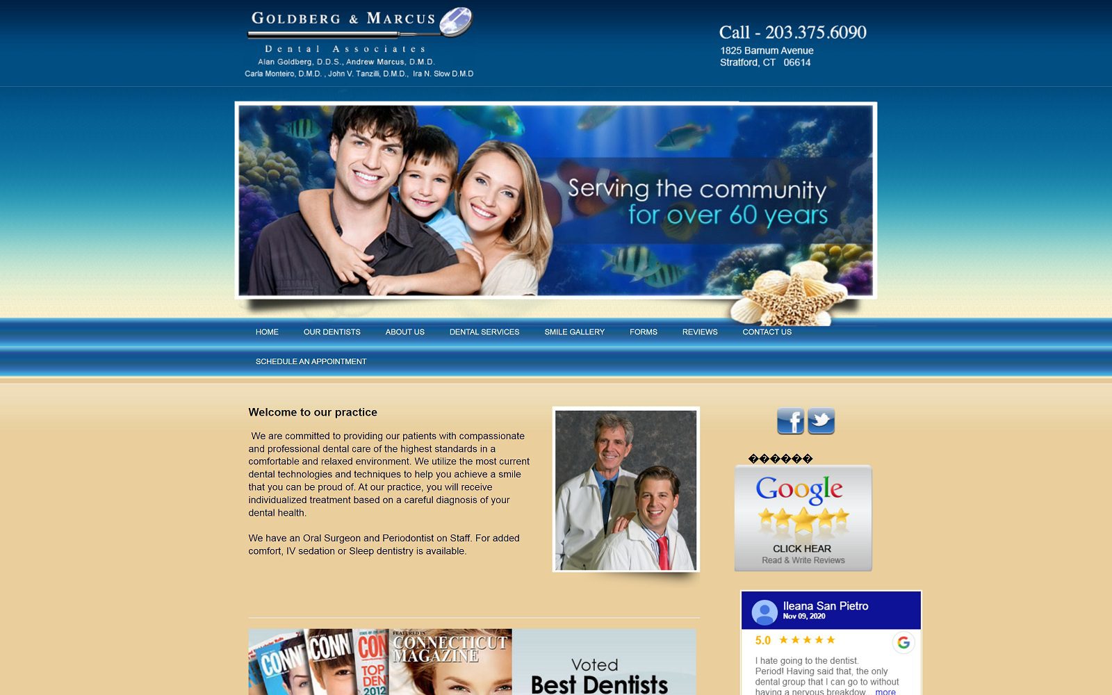 The screenshot of goldberg & marcus dental associates goldbergmarcusdental. Com website