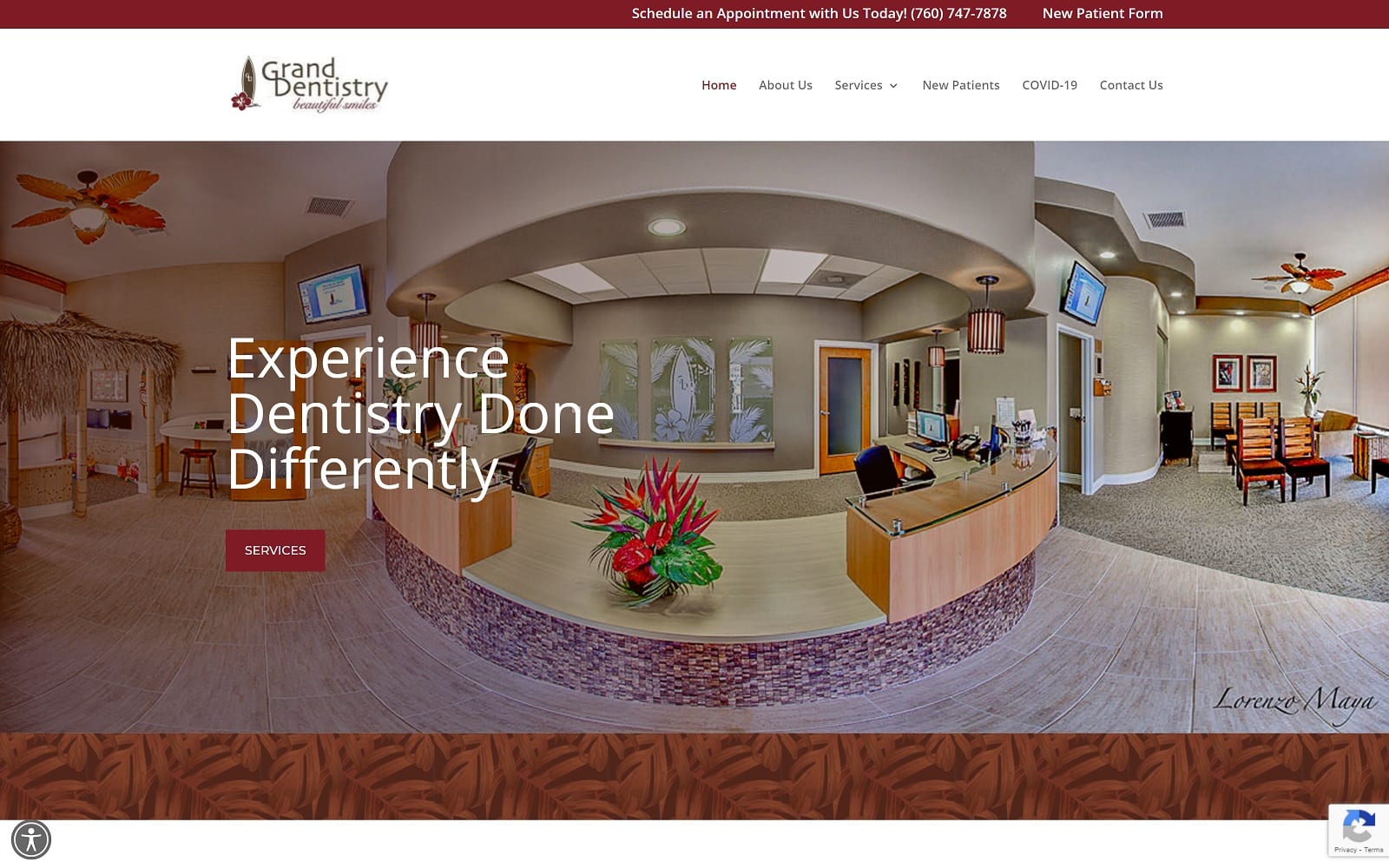 The screenshot of grand dentistry granddentistry. Com website