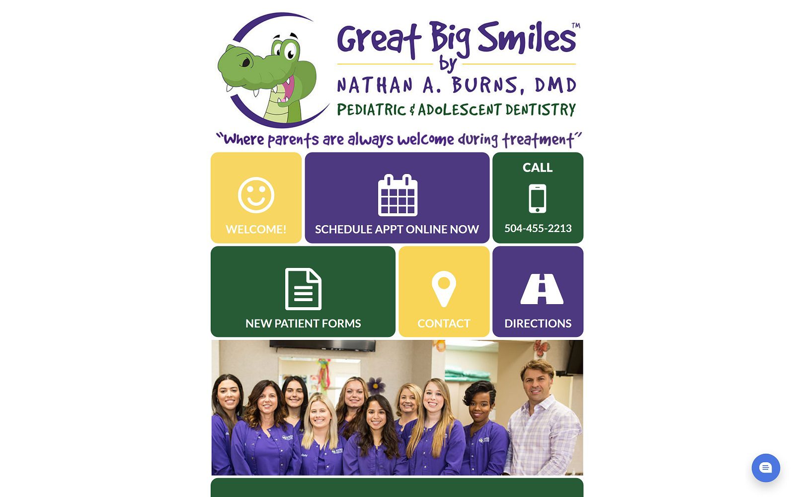 The screenshot of dr. Nathan a. Burns, dmd greatbigsmiles. Com website