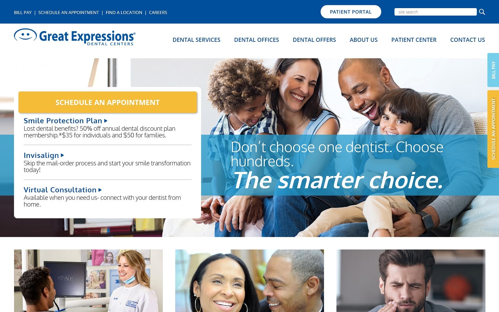 The screenshot of great expressions dental centers greatexpressions. Com/dental-offices/dentist-in-miramar-florida website