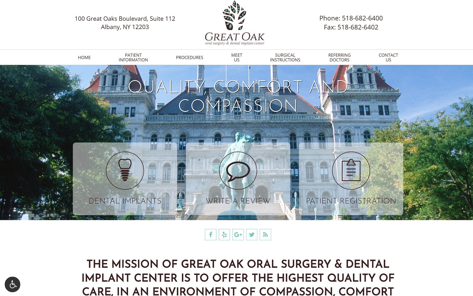 The screenshot of great oak oral surgery and dental implant center greatoakoralsurgery. Com dr. Seth t. Farren website