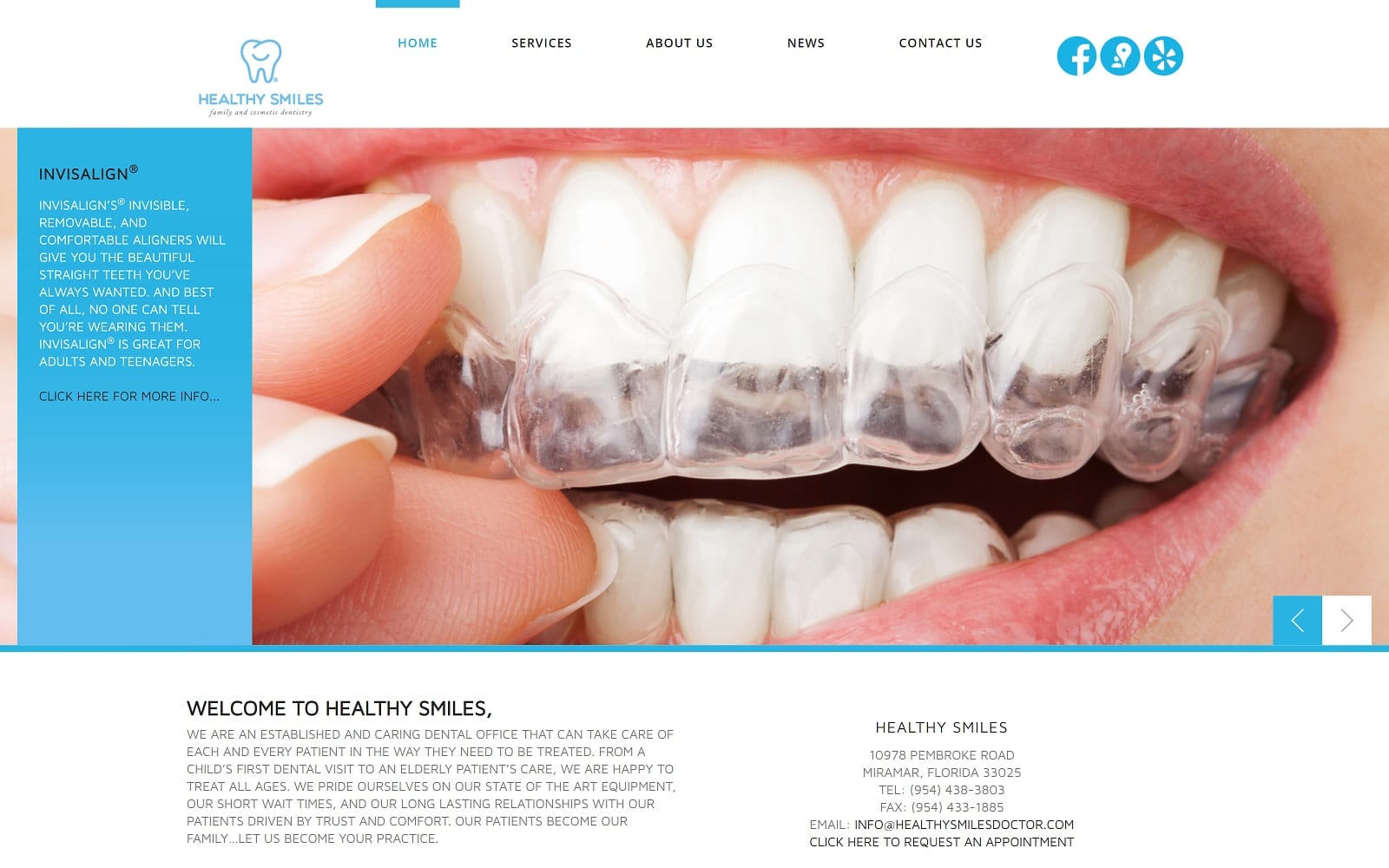 The screenshot of healthy smiles: family & cosmetic dentistry healthysmilesdoctor. Com website