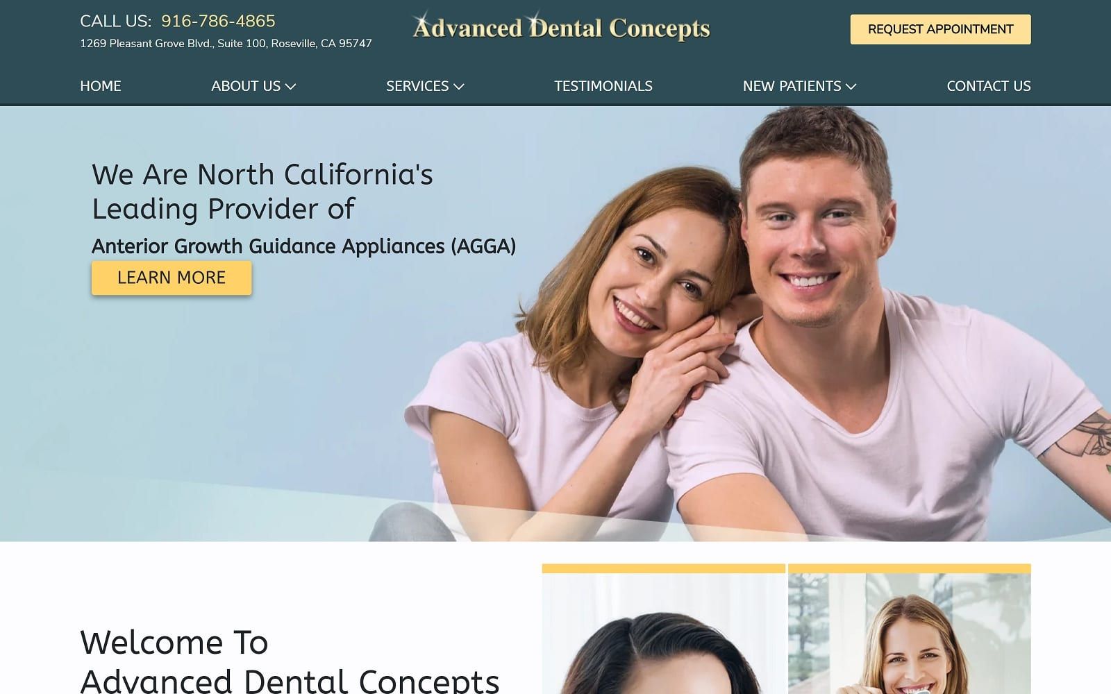 The screenshot of advanced dental concepts: dr. David b. Miller hightechsmiles. Com website