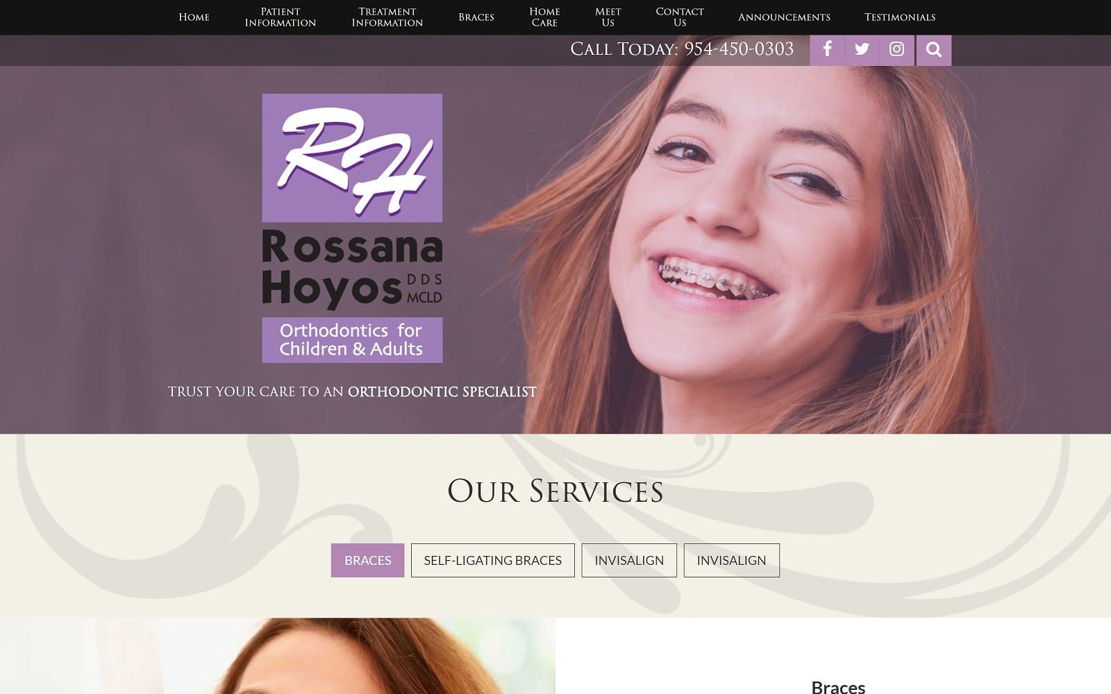 The screenshot of rossana hoyos orthodontics hoyosortho. Com website