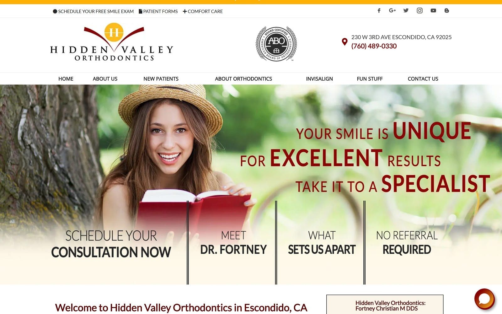 The screenshot of hidden valley orthodontics: fortney christian m dds hvortho. Com website