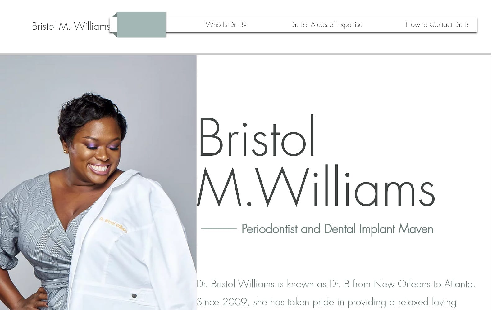 The screenshot of nola periodontics iamdrb. Com dr. Bristol williams website