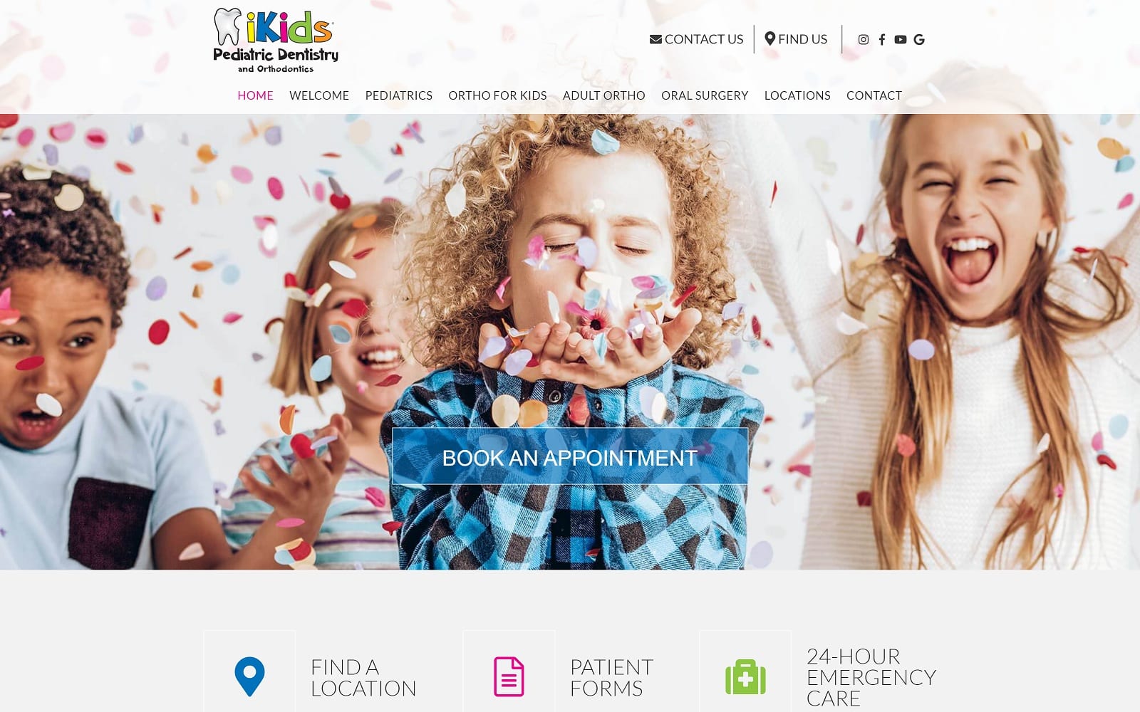 The screenshot of ikids pediatric dentistry & orthodontics website