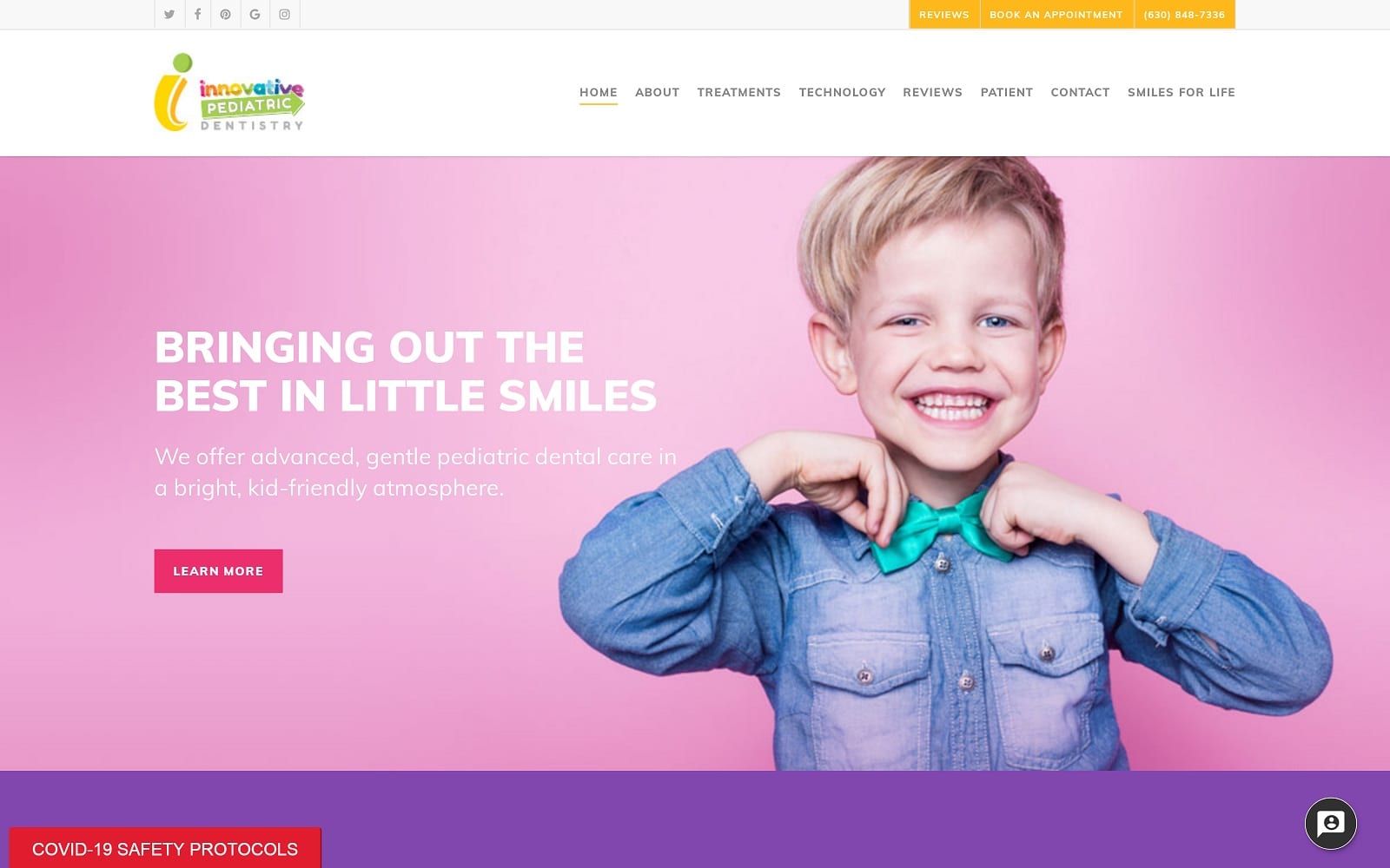 The screenshot of innovative pediatric dentistry innovativepediatricdentistry. Com website