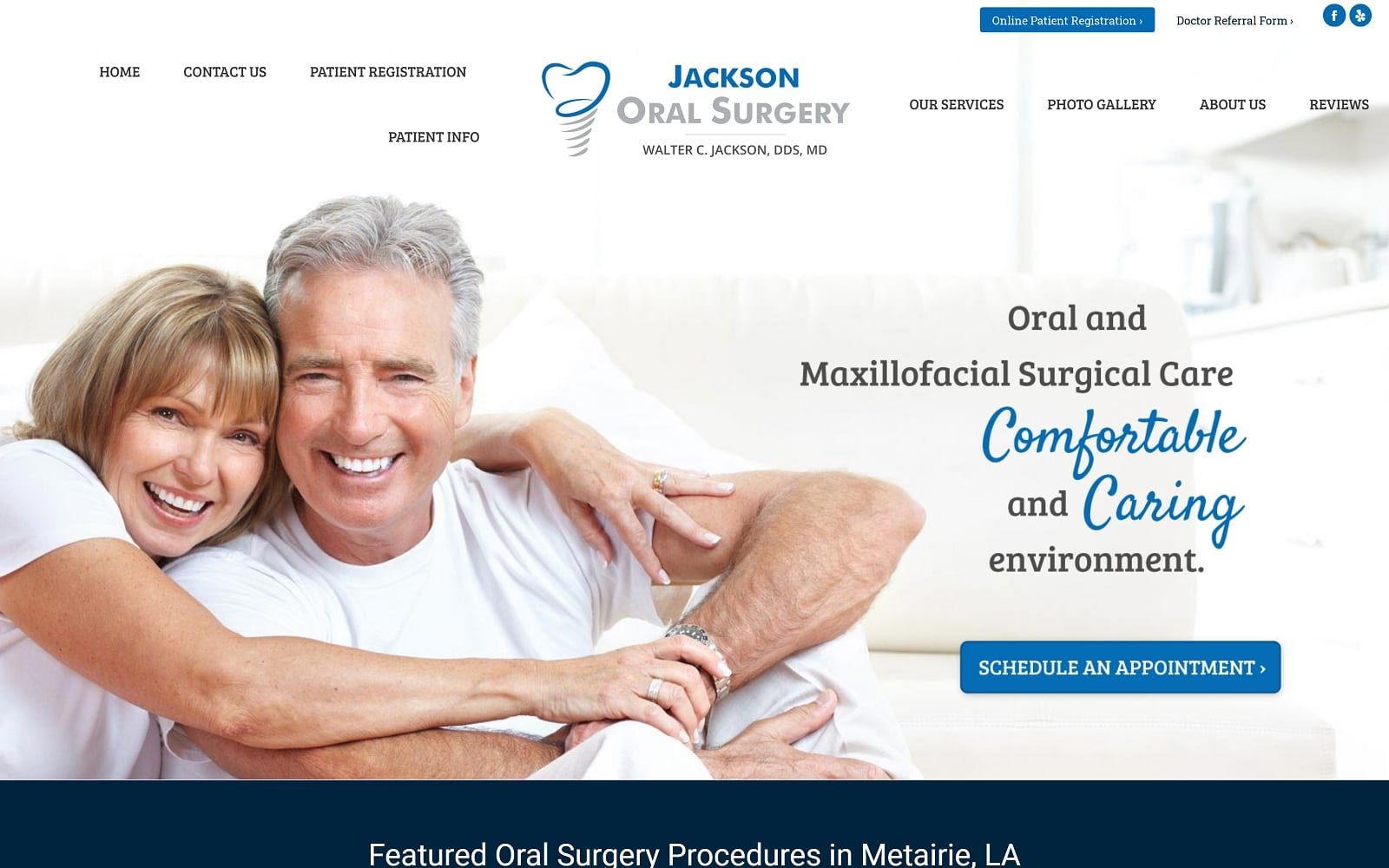 The screenshot of jackson oral surgery: walter c. Jackson, dds, md jacksonoralsurgery. Com