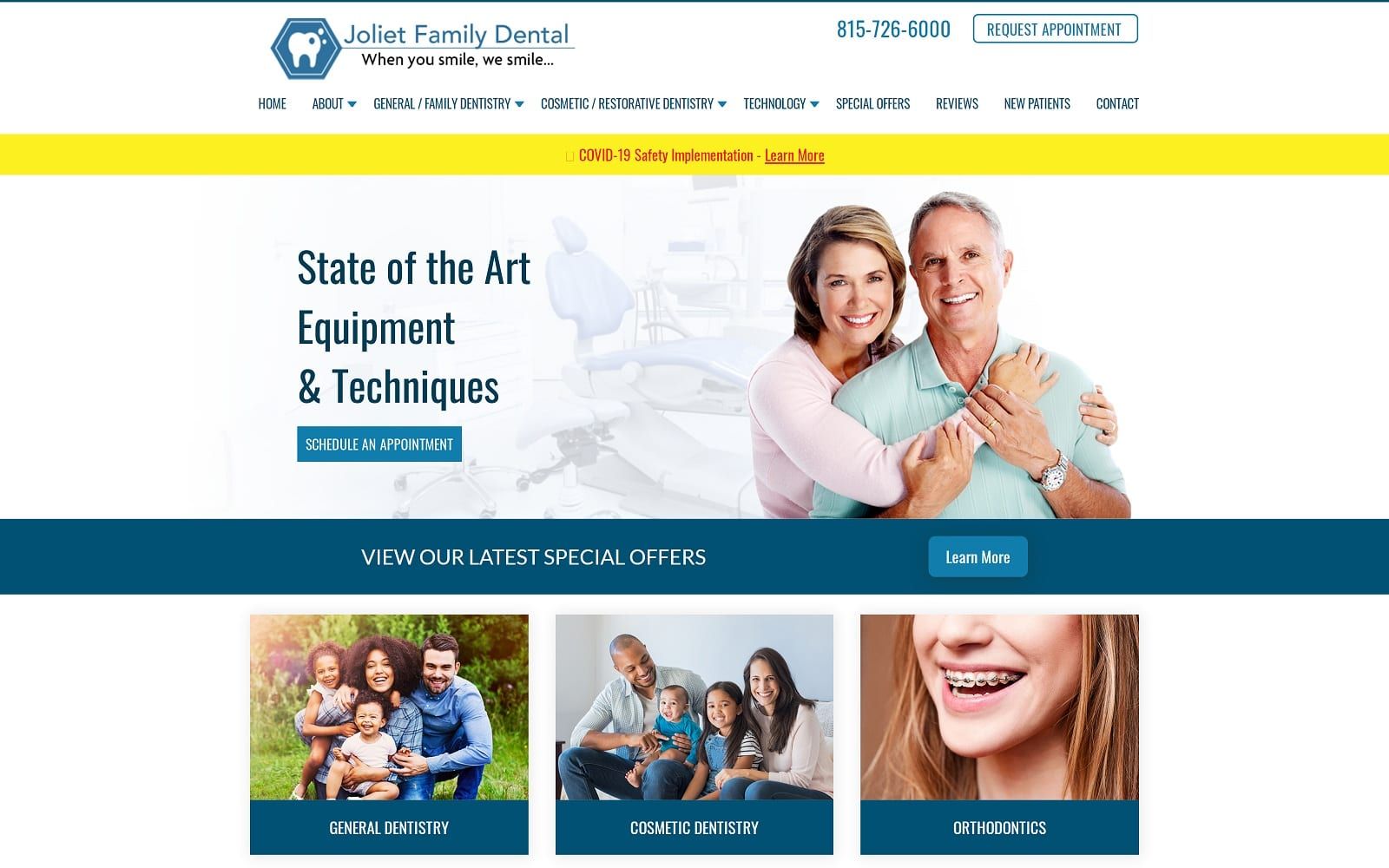 The screenshot of joliet family dental jolietfamilydental. Org website