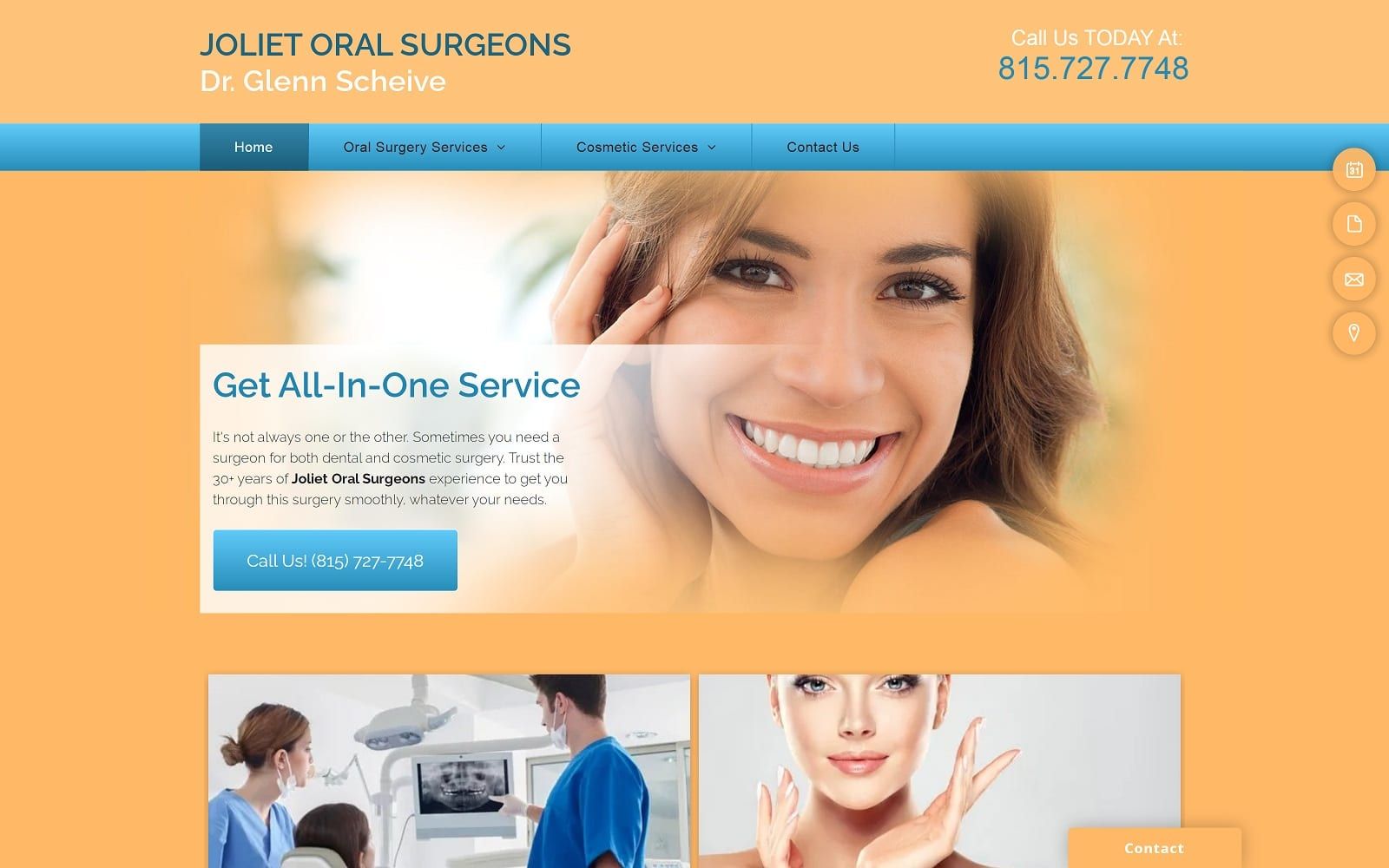 The screenshot of joliet oral surgeons jolietoralsurgeons. Com dr. Glenn scheive website
