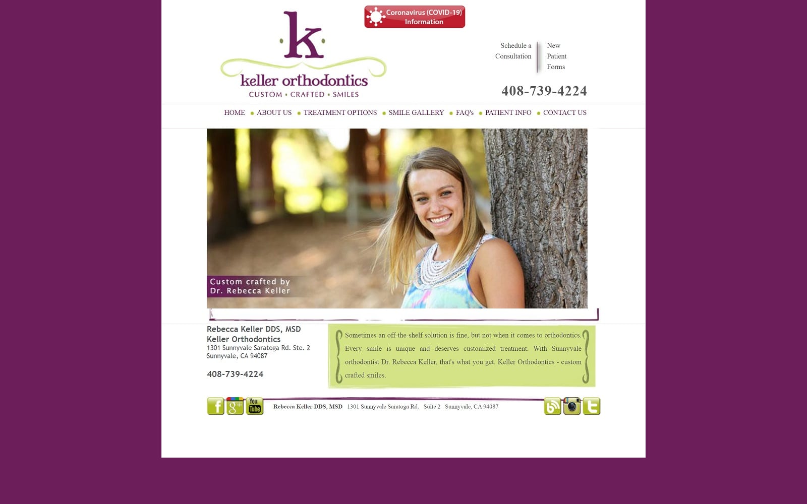 The screenshot of keller orthodontics-rebecca keller dds msd kellerortho. Com website