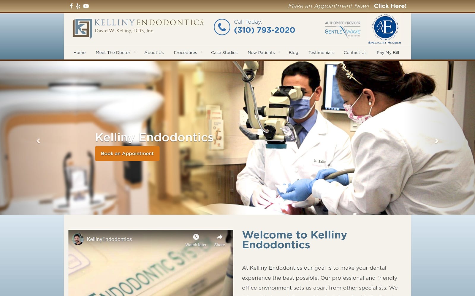 The screenshot of kelliny endodontics kellinyendodontics. Com dr. David kelliny website