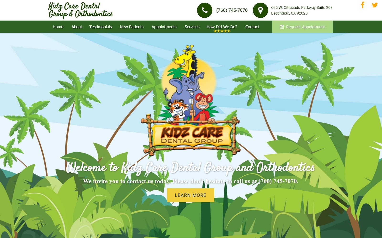 The screenshot of kidz care dental corporation kidzcaredental. Com website