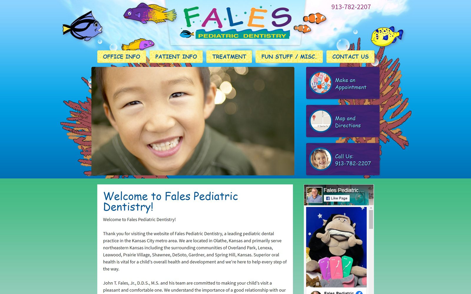 The screenshot of fales pediatric dentistry pa kidzdentist. Com dr. John t. Fales, jr. Website