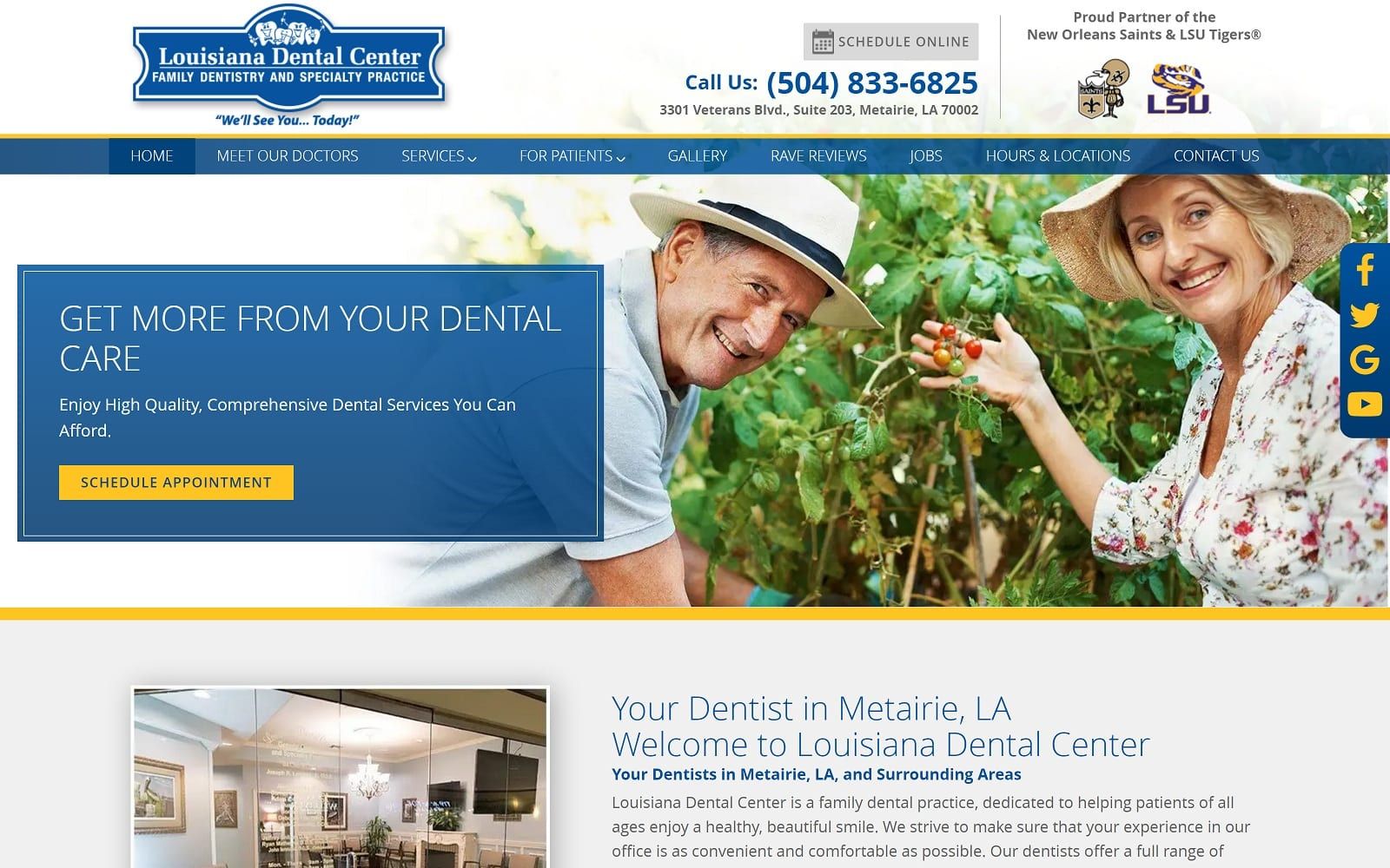 The screenshot of louisiana dental center - metairie ladentalcentermetairie. Com website