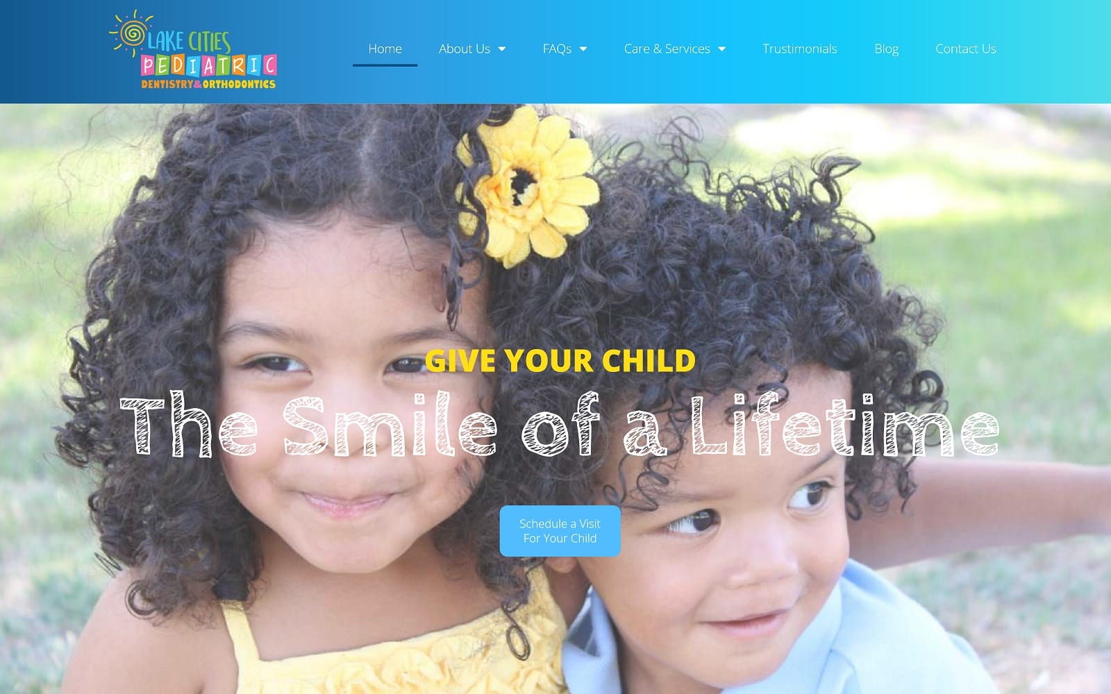 The screenshot of lake cities pediatric dentistry & orthodontics lakecitiespdo. Com