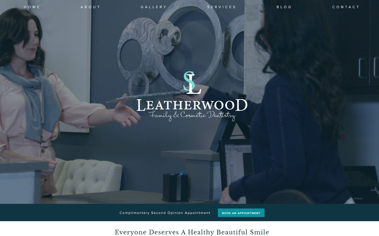 The screenshot of leatherwood family & cosmetic dentistry leatherwooddental. Com website