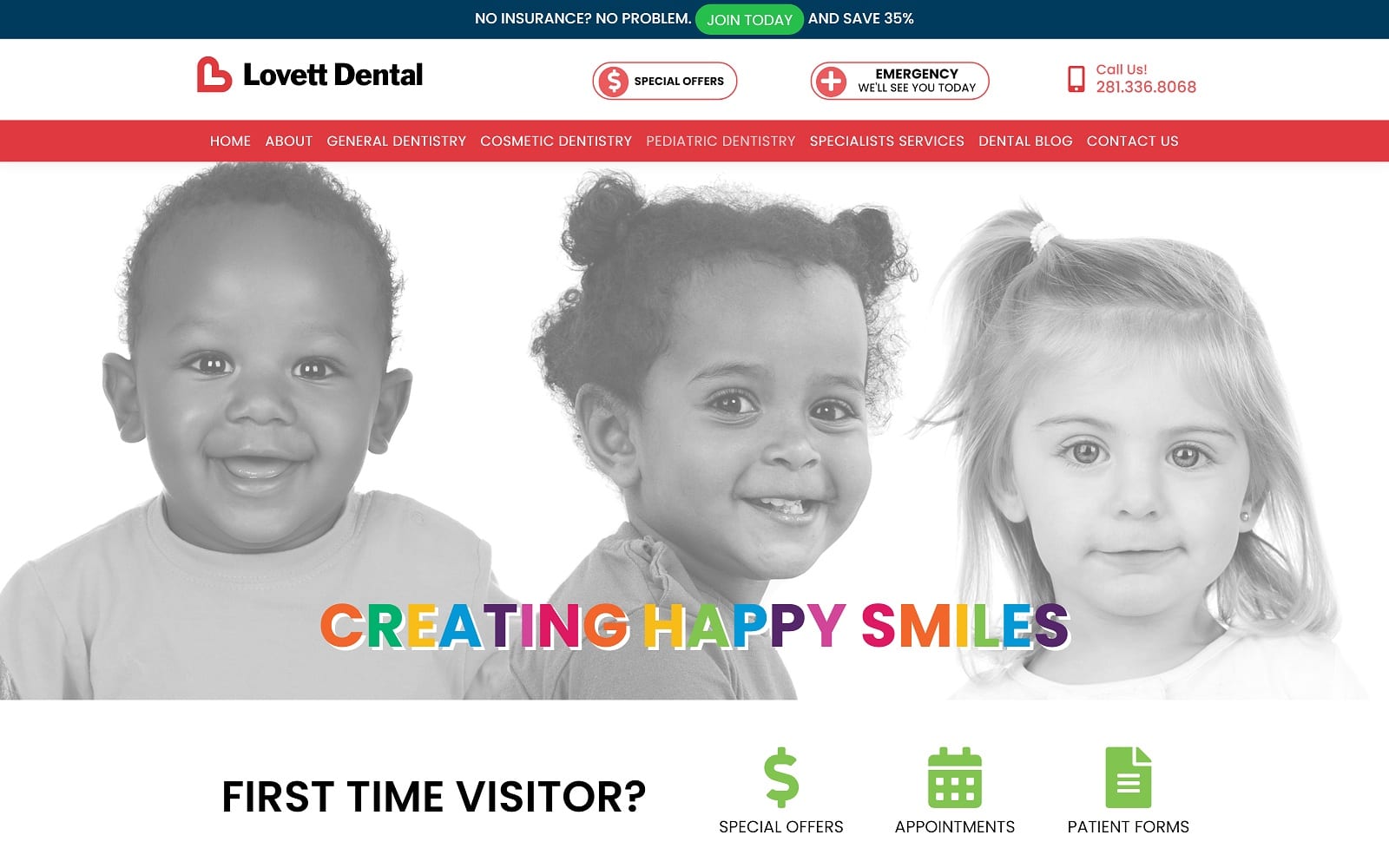 The screenshot of lovett dental pasadena lovettdentistrypasadena. Com website