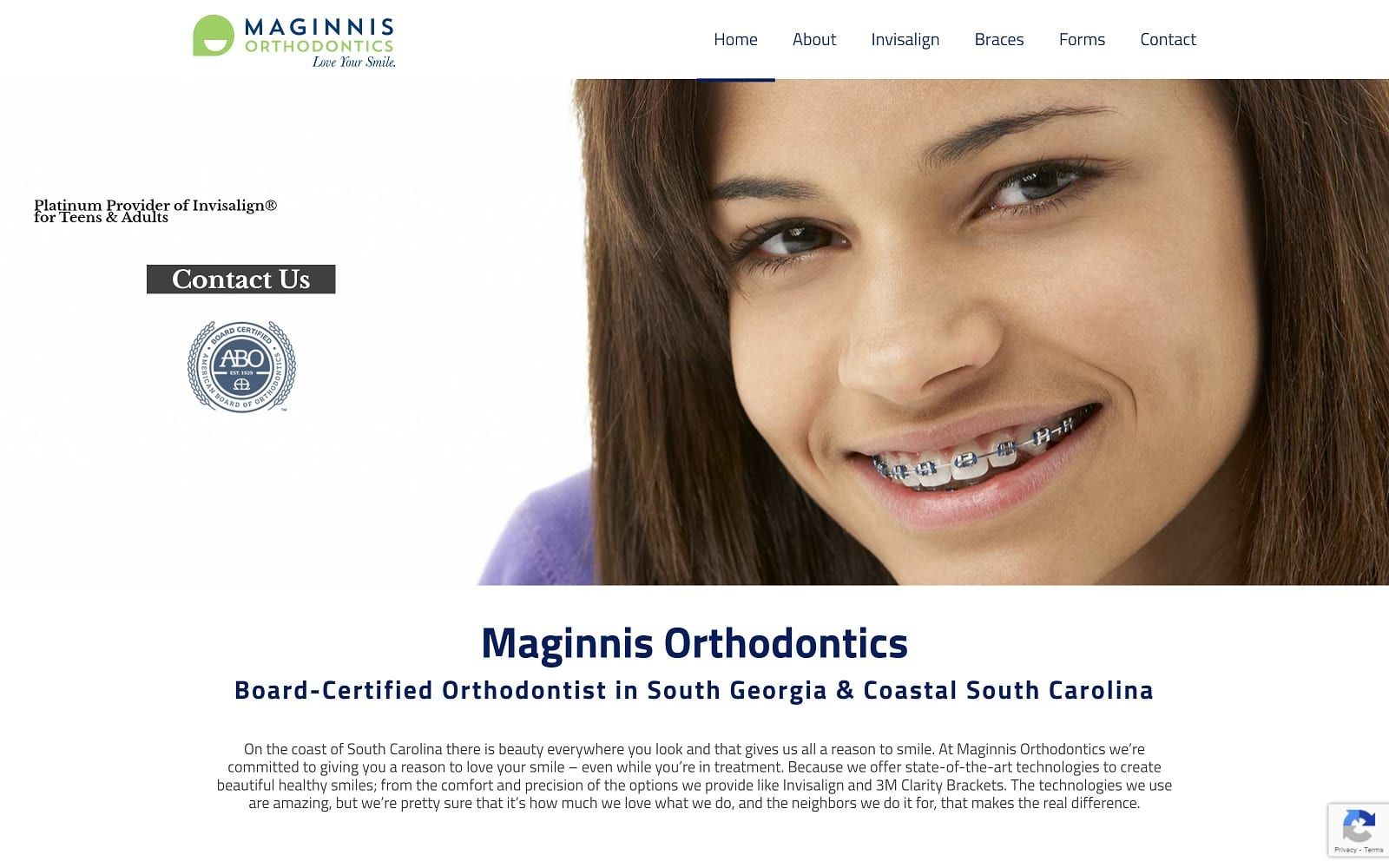 The screenshot of maginnis orthodontics maginnisorthodontics. Com website