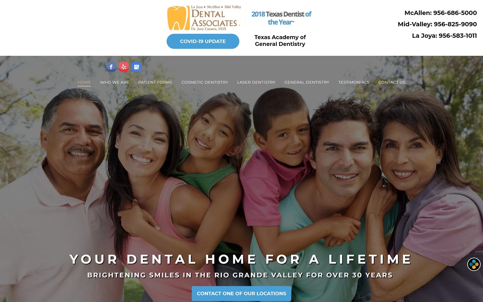 The screenshot of mcallen dental: joey l. Cazares, dds, fagd website