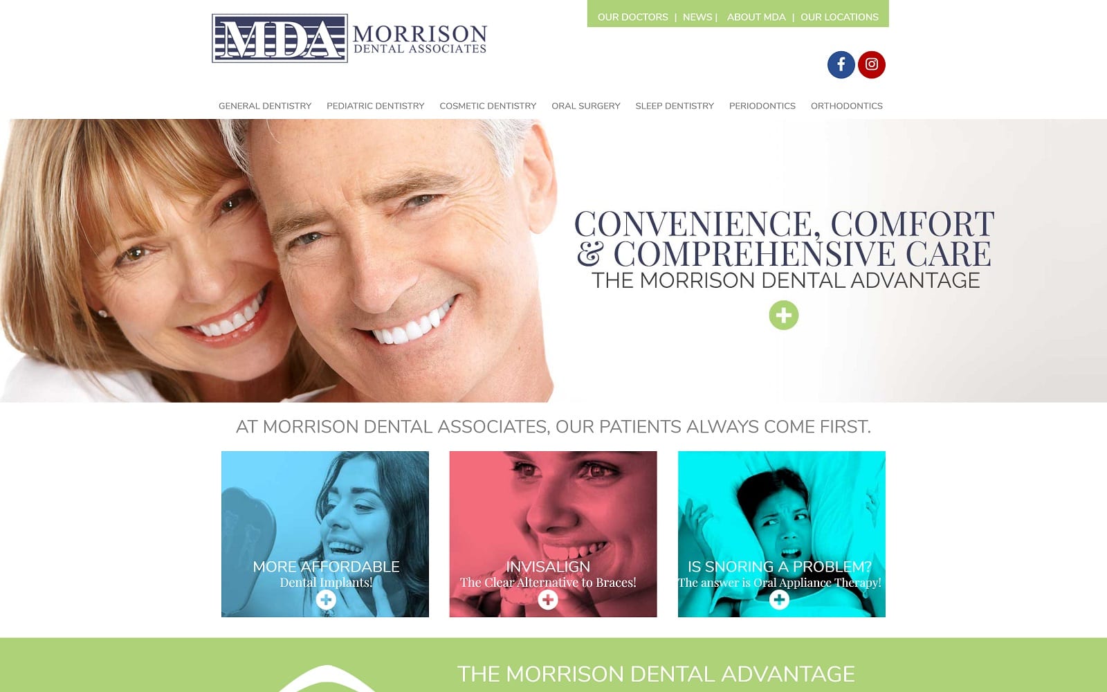 The screenshot of morrison dental associates pc mdadental. Com website