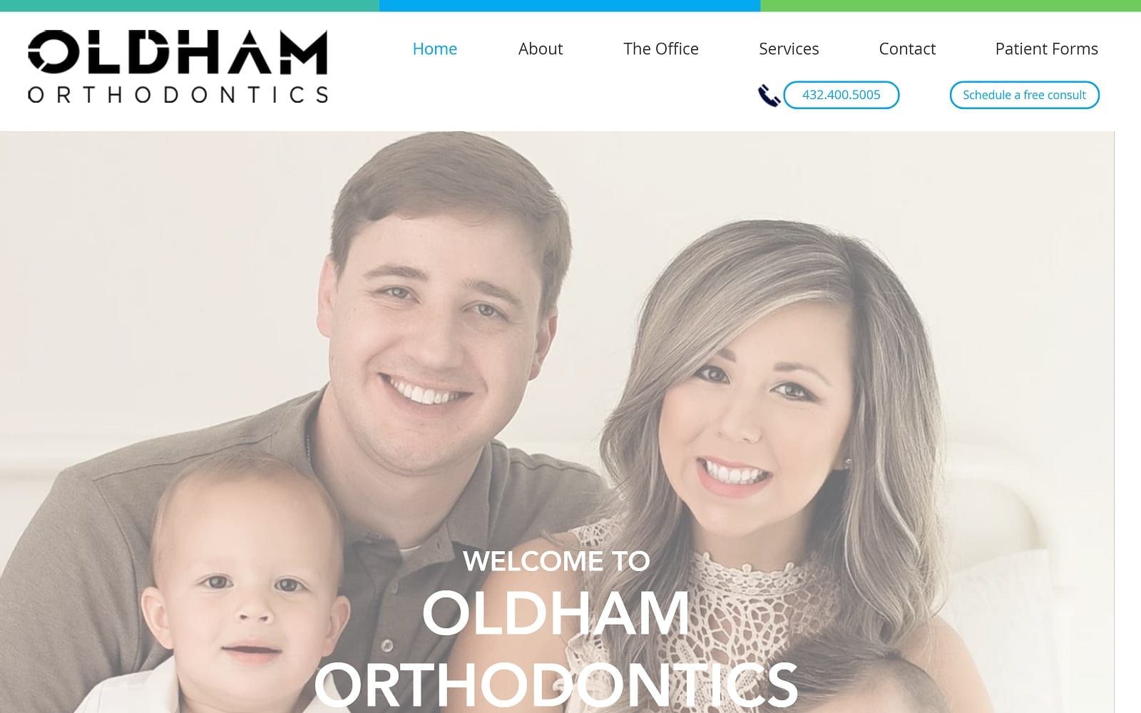 The screenshot of oldham orthodontics midland orthodontist. Com website