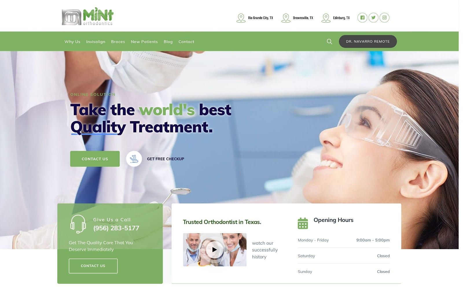 The screenshot of mint orthodontics mintorthodonticstexas. Com website