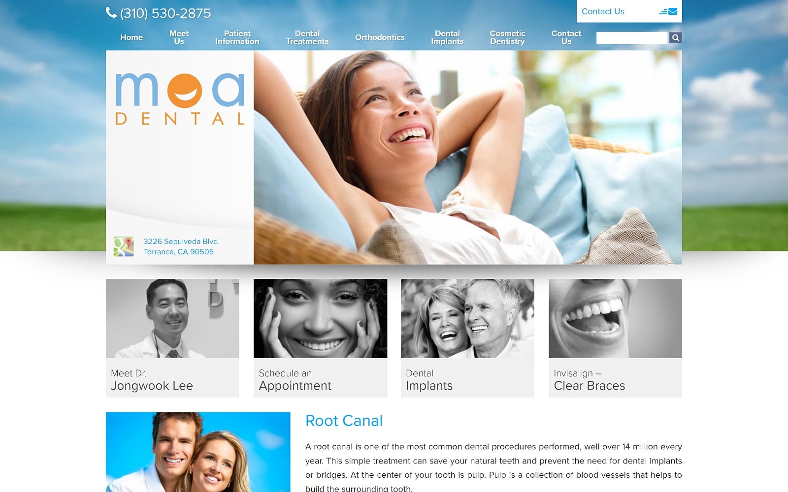 The screenshot of moa dental group moadental. Com jongwook lee website