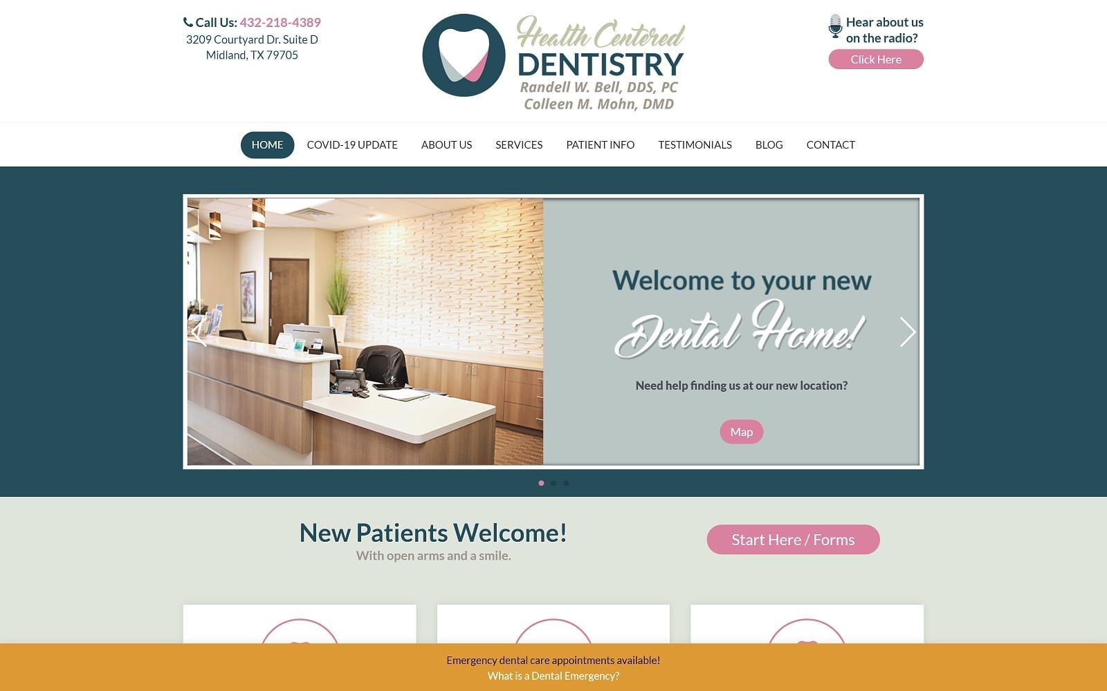 The screenshot of health centered dentistry myhealthcentereddentistry. Com website
