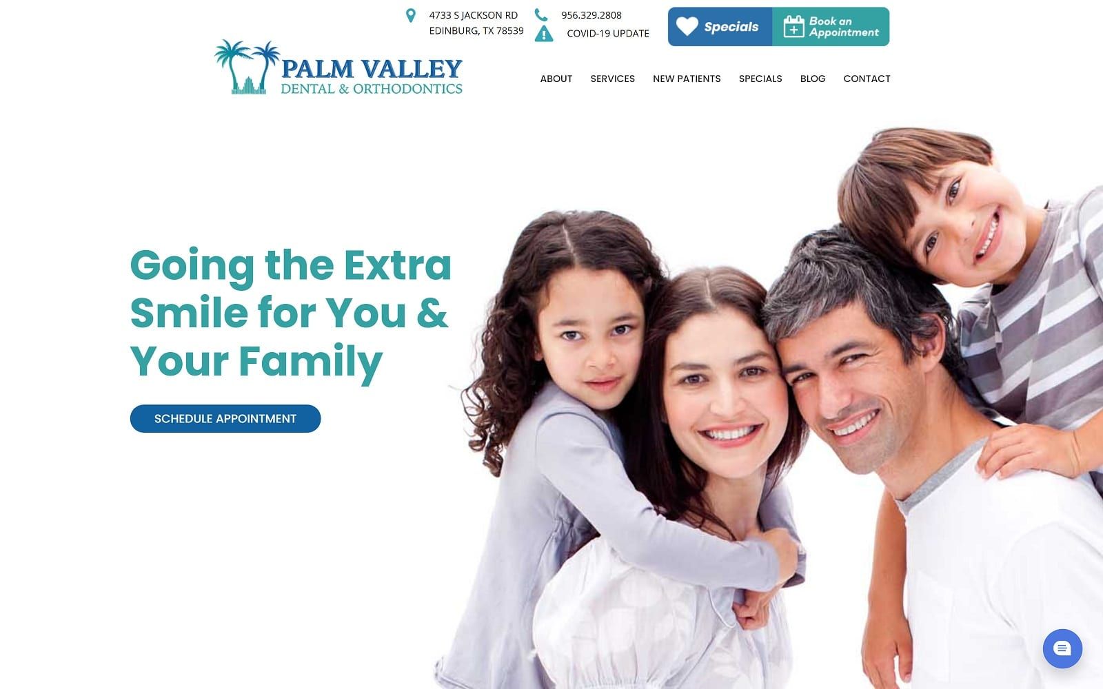 The screenshot of palm valley dental & orthodontics mypalmvalleydental. Com website