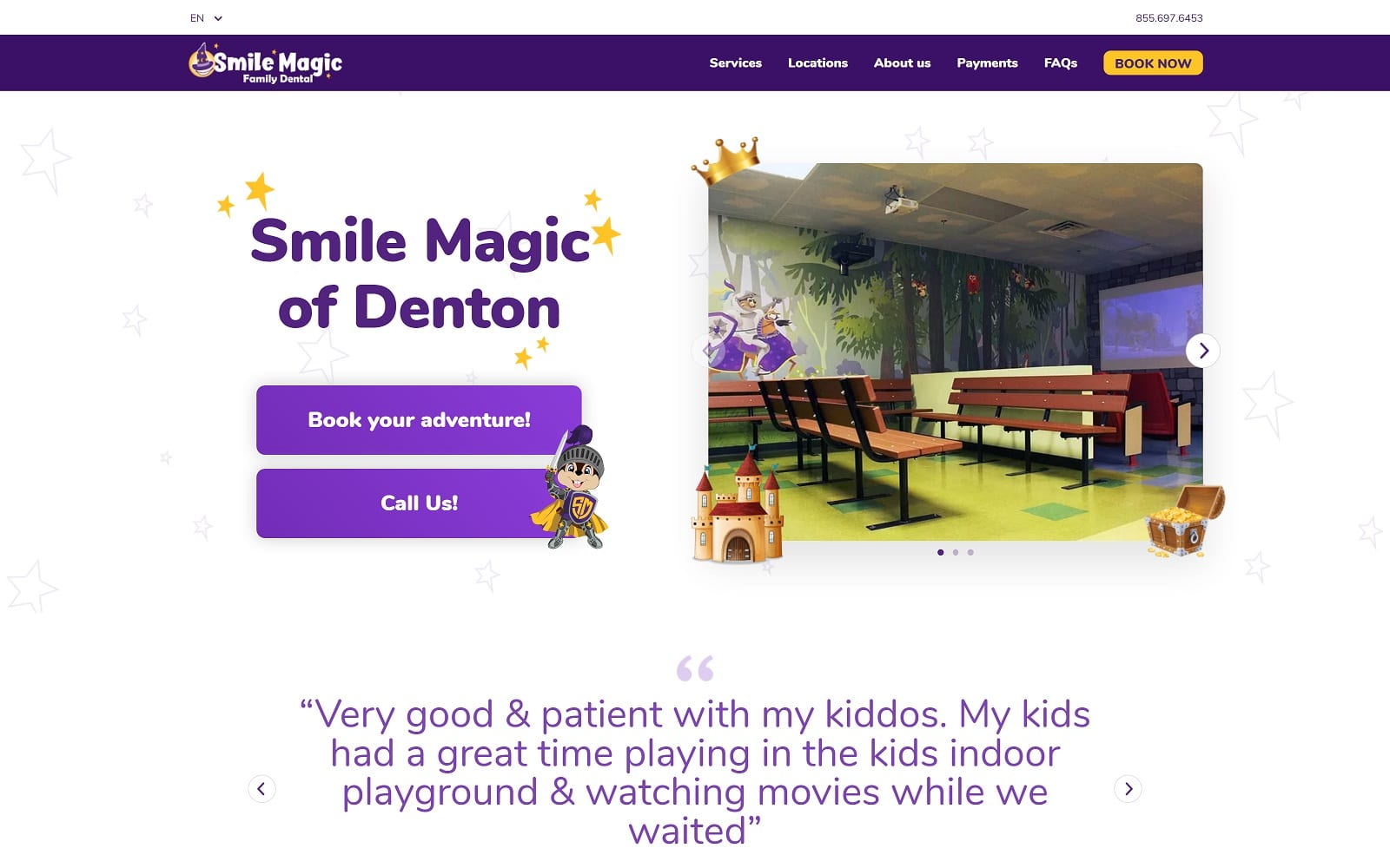 The screenshot of smile magic of denton mysmilemagic. Com/locations/denton website