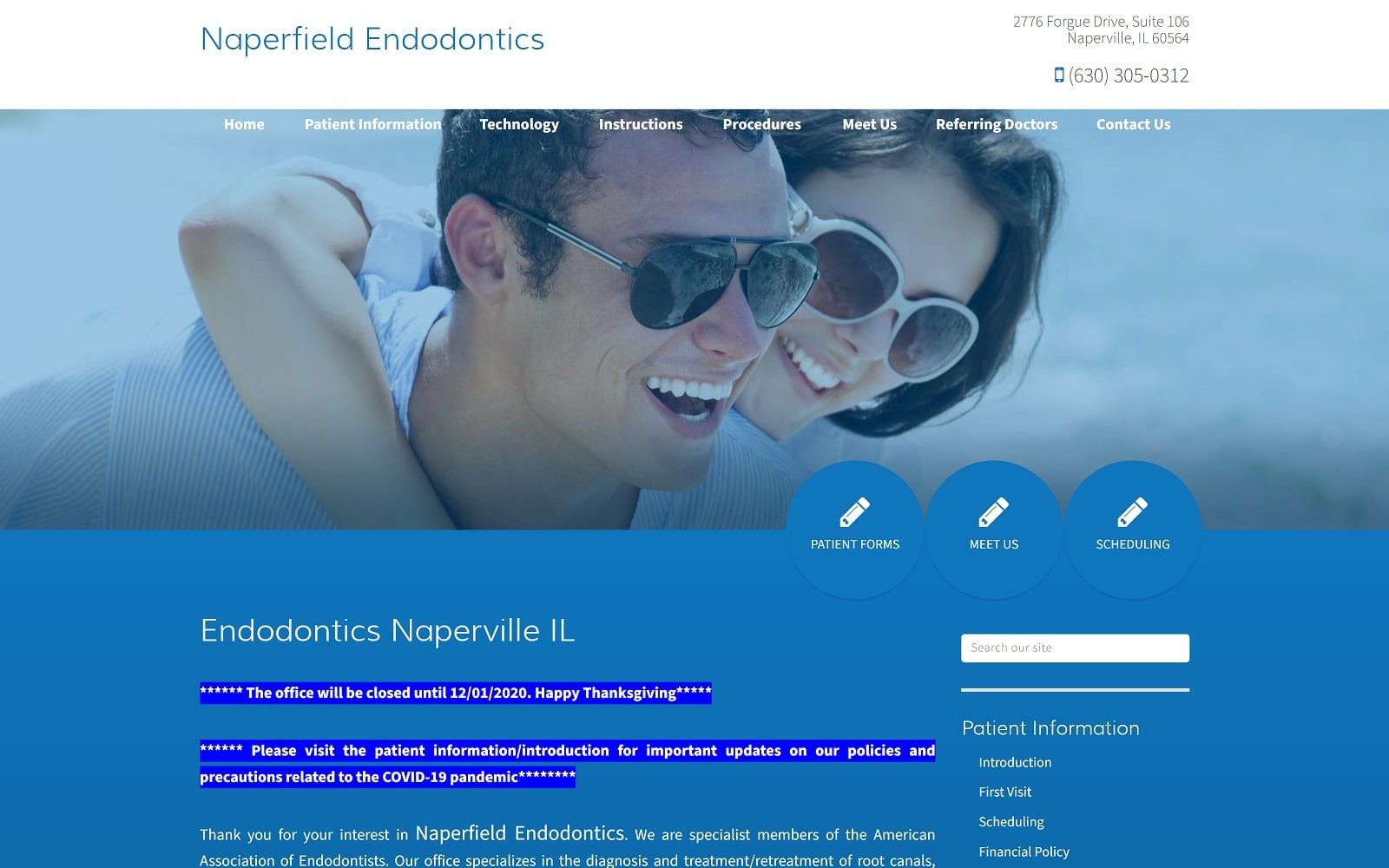 The screenshot of naperfield endodontics naperfieldendo. Com website