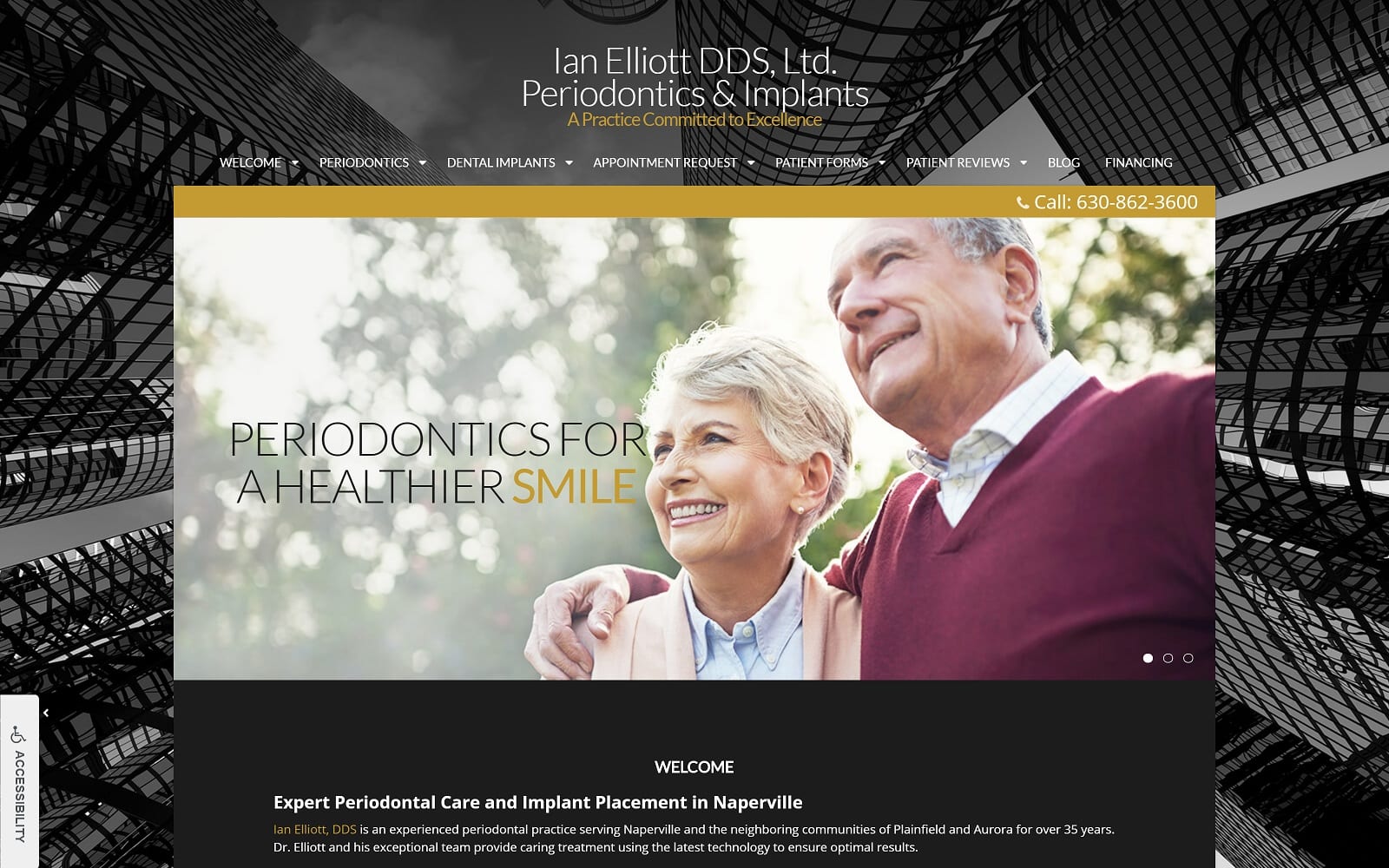 The screenshot of ian elliott dds naperville-periodontist. Com website