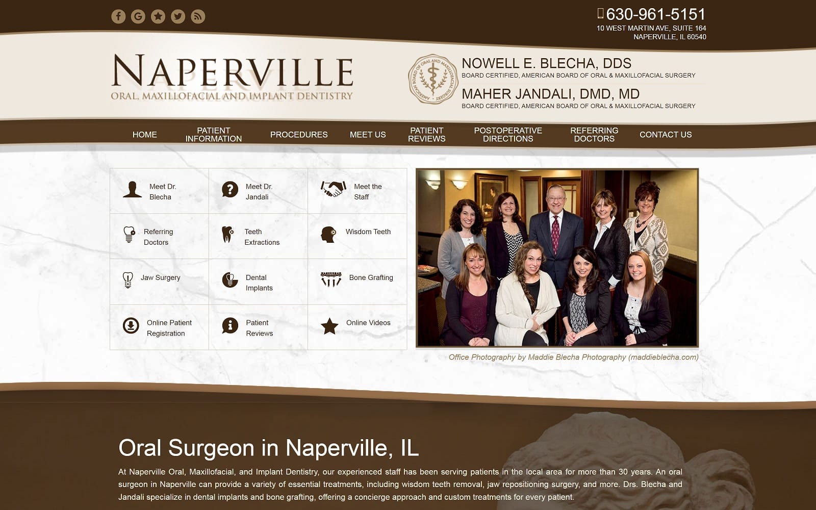 The screenshot of nowell e. Blecha dds, ltd napervilleoms. Com website