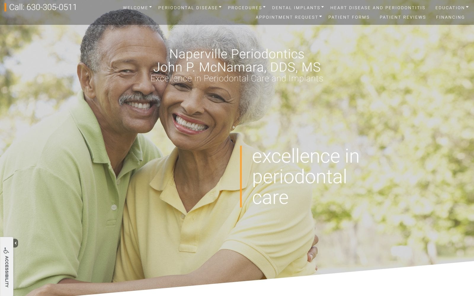 The screenshot of dr. John p. Mcnamara napervilleperiodontist. Com website