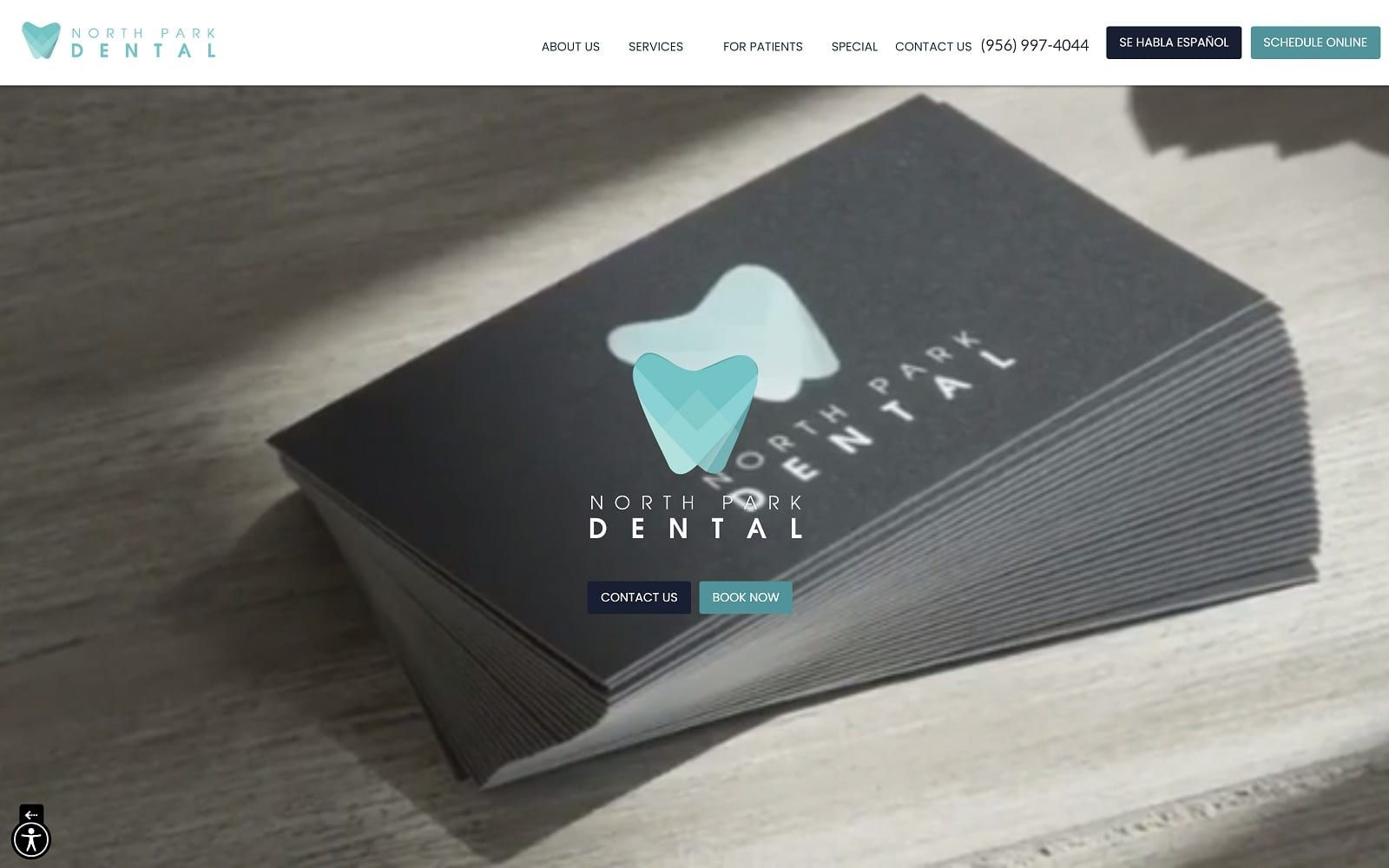 The screenshot of north park dental northparkdentalrgv. Com website