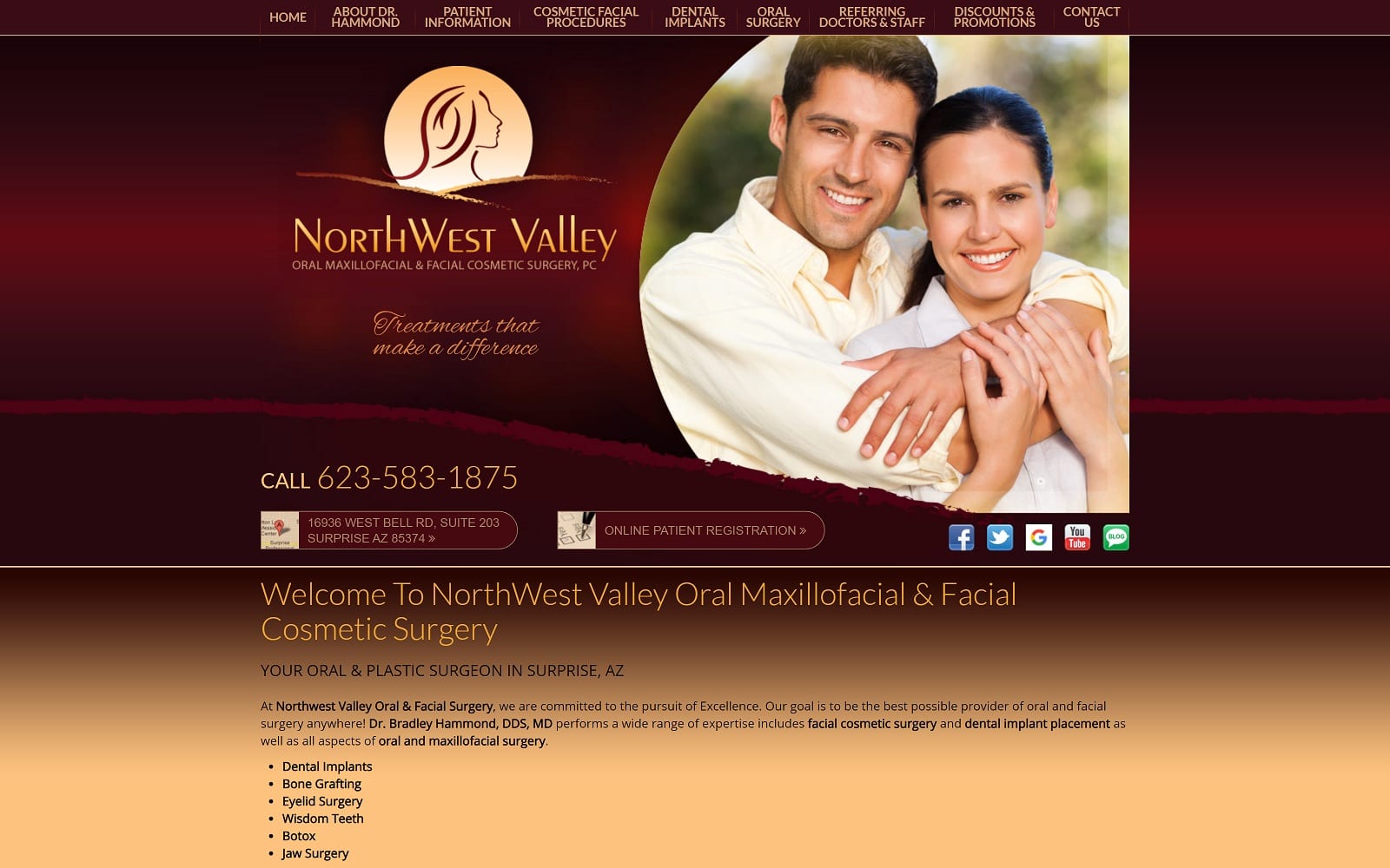 The screenshot of northwest valley oral maxillofacial & facial cosmetic surgery nwvalleyoralandfacialsurgery. Com website