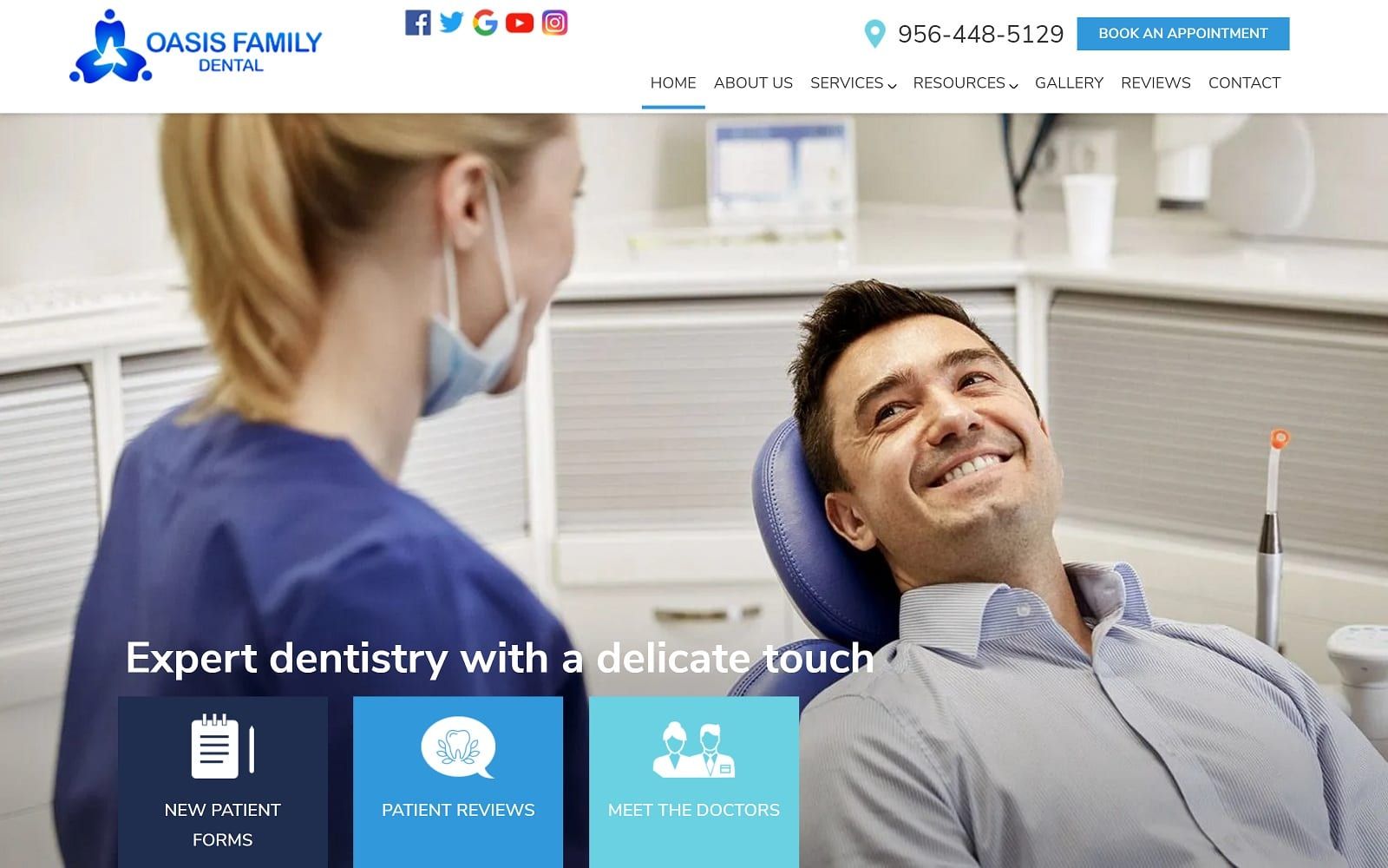 The screenshot of oasis family dental oasisfamilydentalrgv. Com website