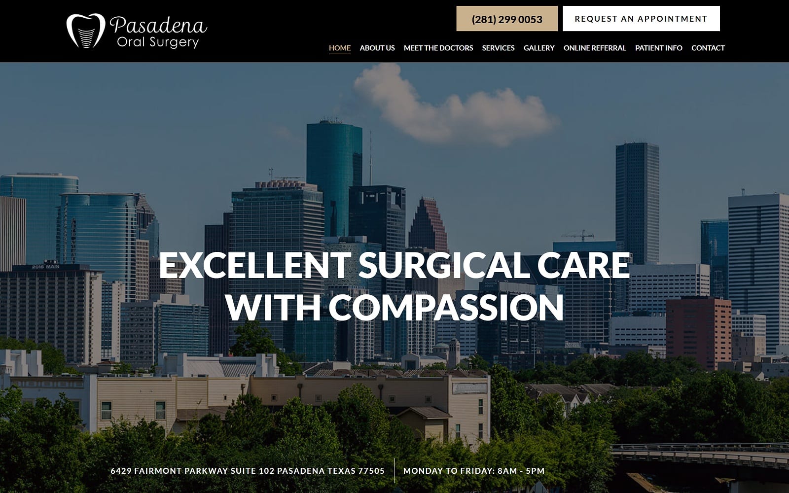 The screenshot of pasadena oral surgery oralsurgeonpasadena. Com website