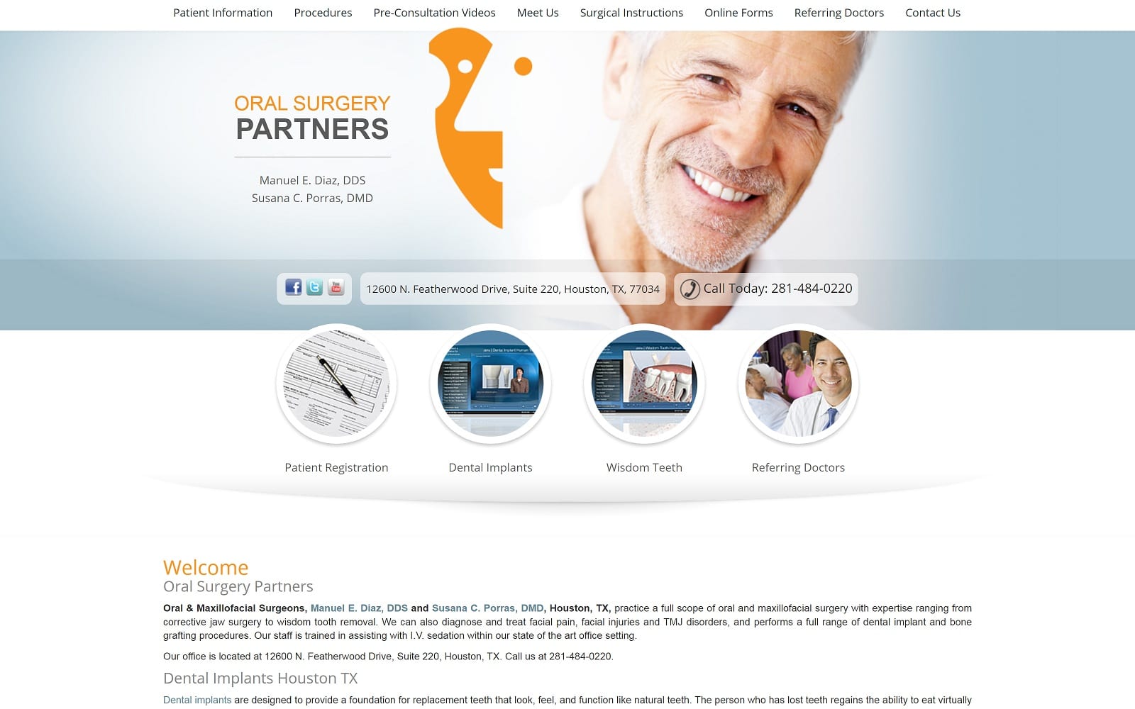 The screenshot of oral surgery partners  oralsurgerypartners. Com website