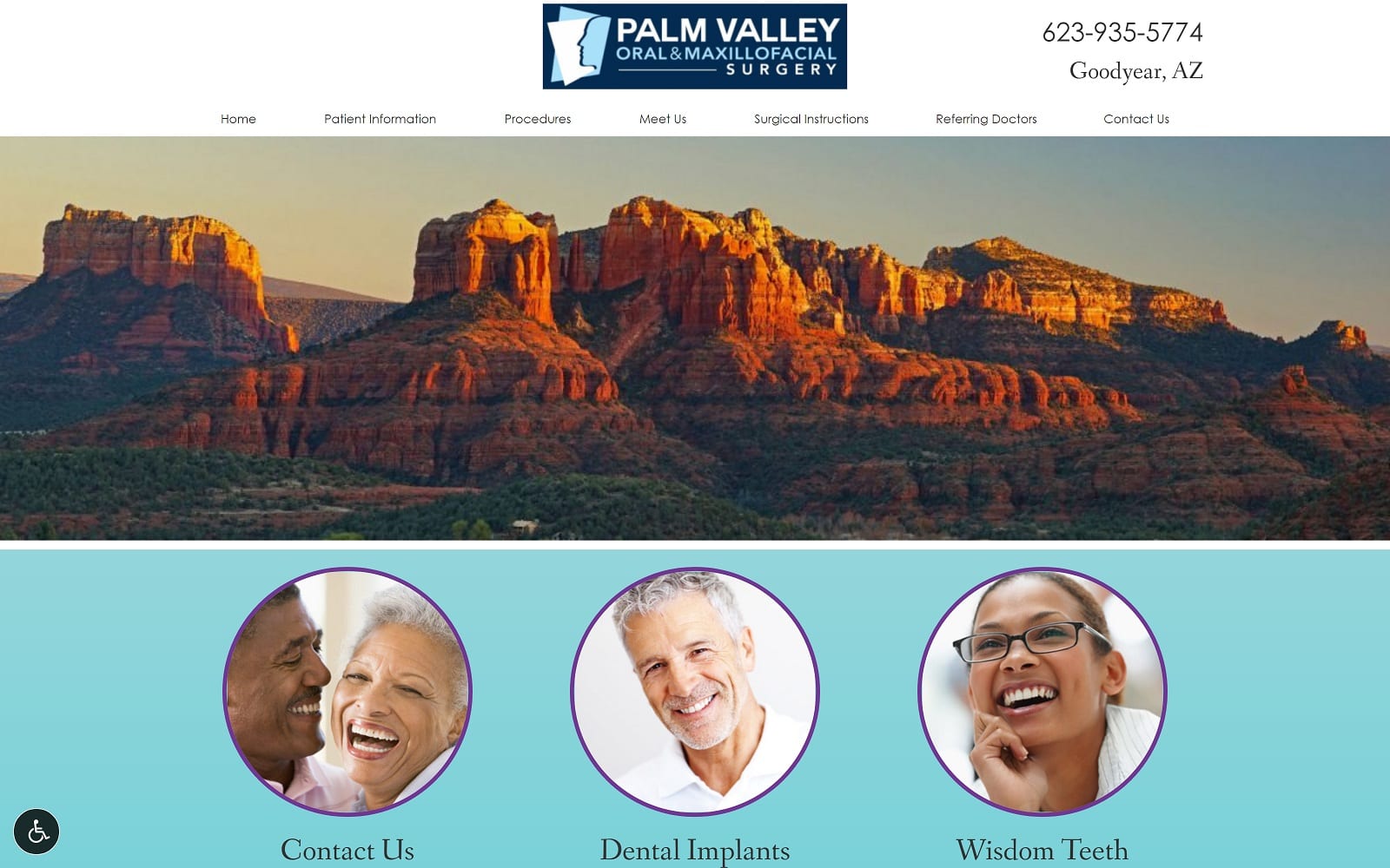 The screenshot of palm valley oral surgery palmvalleyoral. Com website