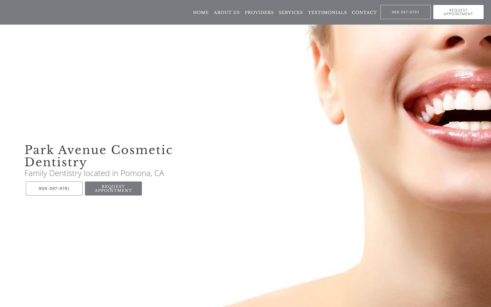 The screenshot of park avenue cosmetic dentistry parkavedentalpomona. Com website