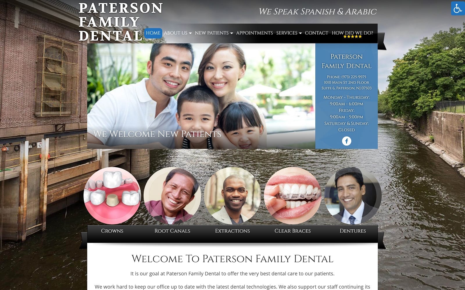 The screenshot of paterson family dental patersondentalnj. Com website