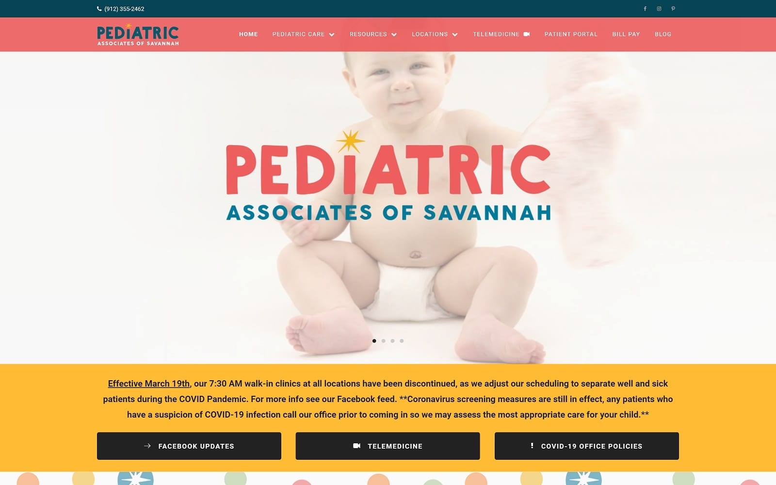 The screenshot of pediatric associates of savannah pedsav. Com website