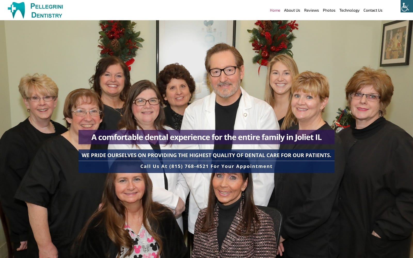 The screenshot of richard r. Pellegrini, dds, fagd and associates pellegrinidentistry. Com website