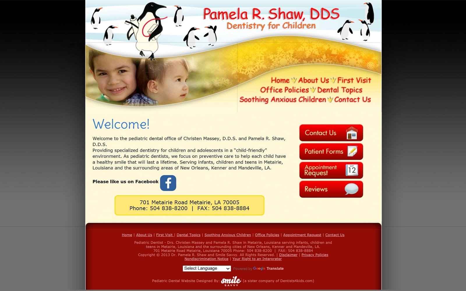 The screenshot of christen massey, dds penguindentist. Com website